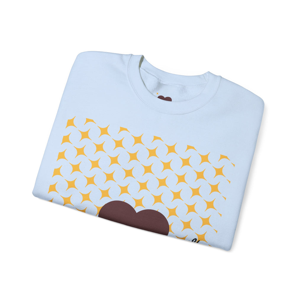 Brown Heart Pattern 'My Love' Sweatshirt | Geometric Star Grid Love Design