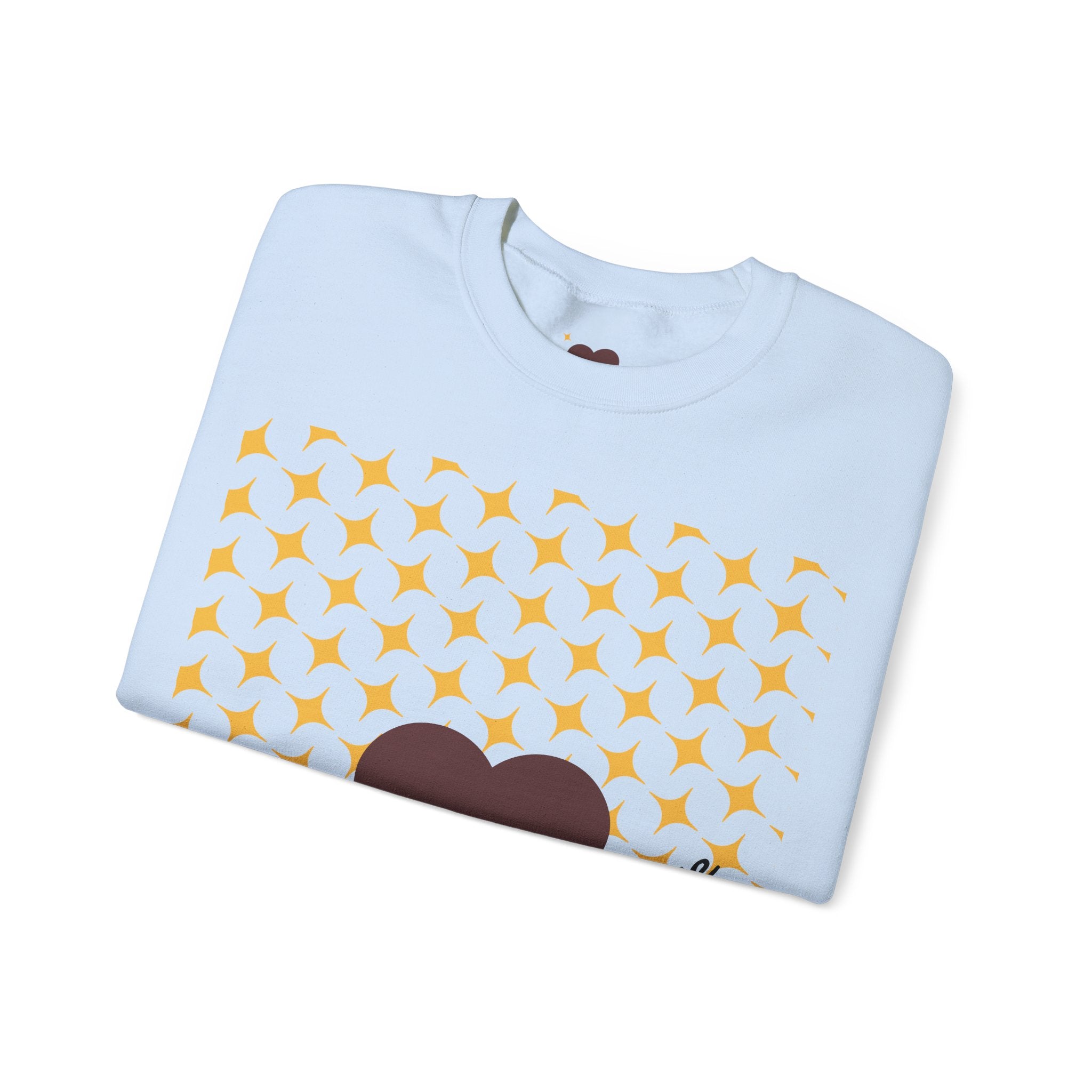 Brown Heart Pattern 'My Love' Sweatshirt | Geometric Star Grid Love Design