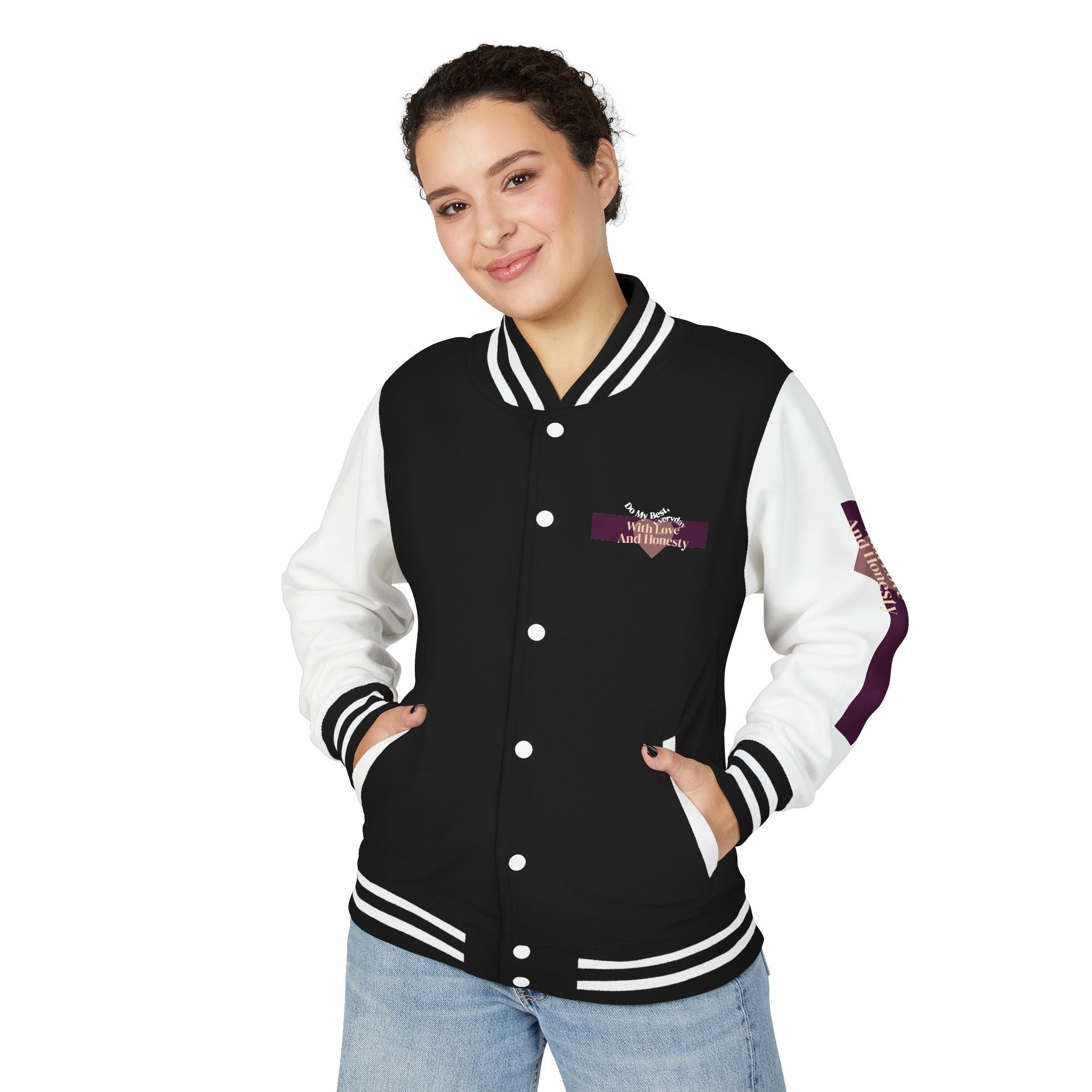 With Love And Honesty jacket | Letterman Jacket, Motivational Quote