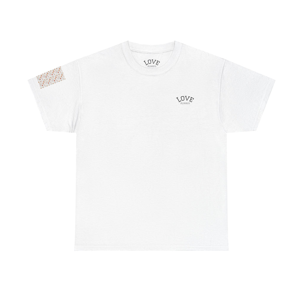 Love Script Pattern Tee | White tee with scripted "Love" back print