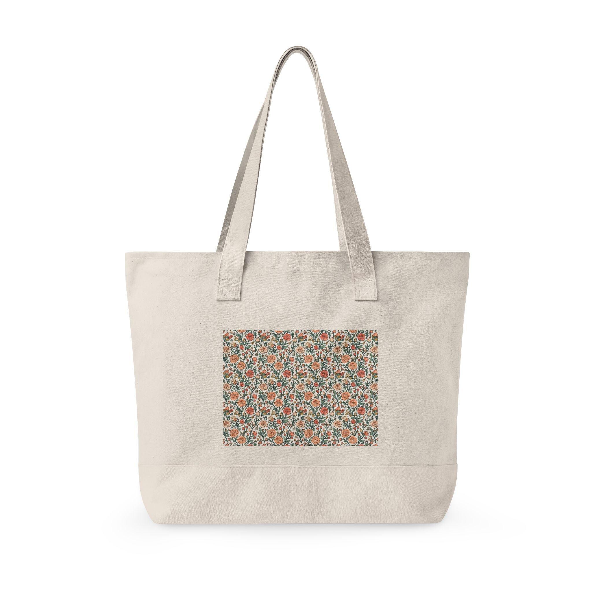 Love Always floral print Tote | canvas zippered pocket, vintage ditsy flowers