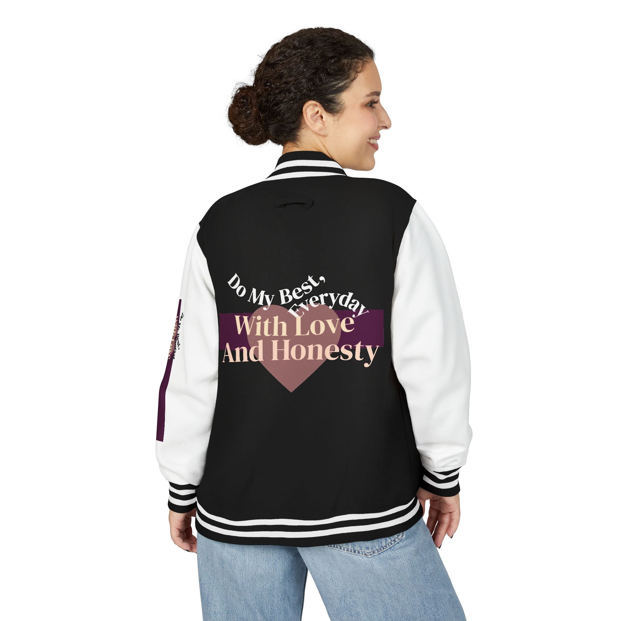 With Love And Honesty jacket | Letterman Jacket, Motivational Quote