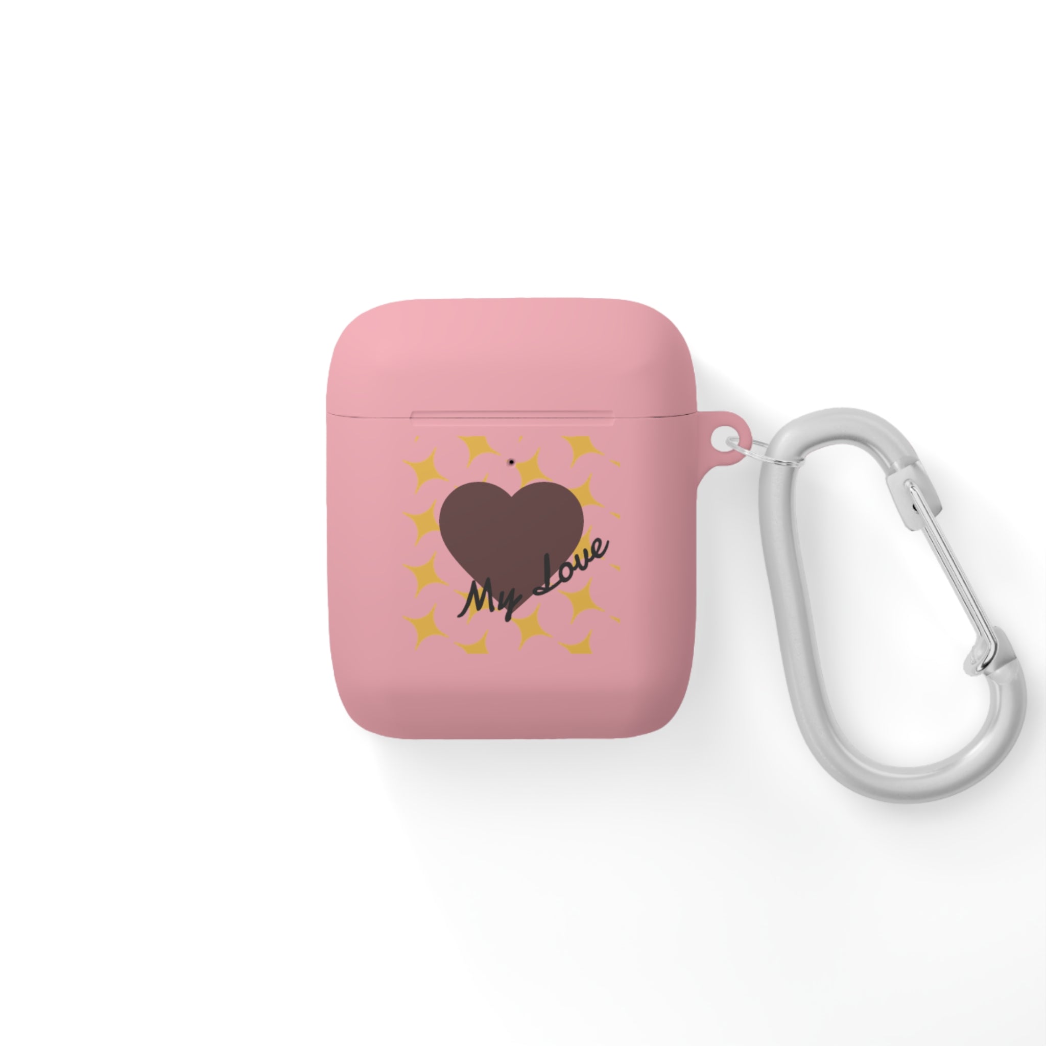 Brown Heart Pattern 'My Love' AirPods Case