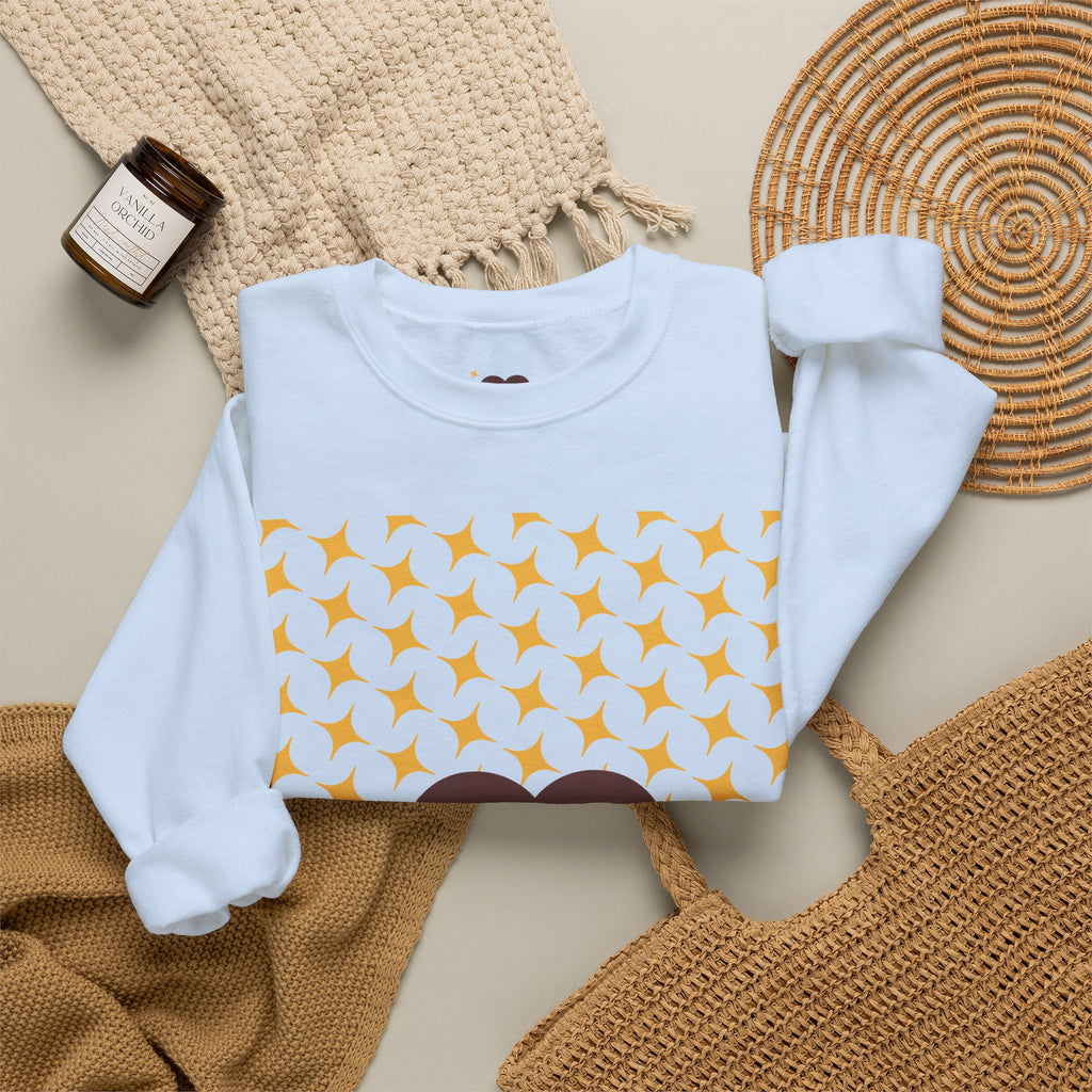 Brown Heart Pattern 'My Love' Sweatshirt | Geometric Star Grid Love Design