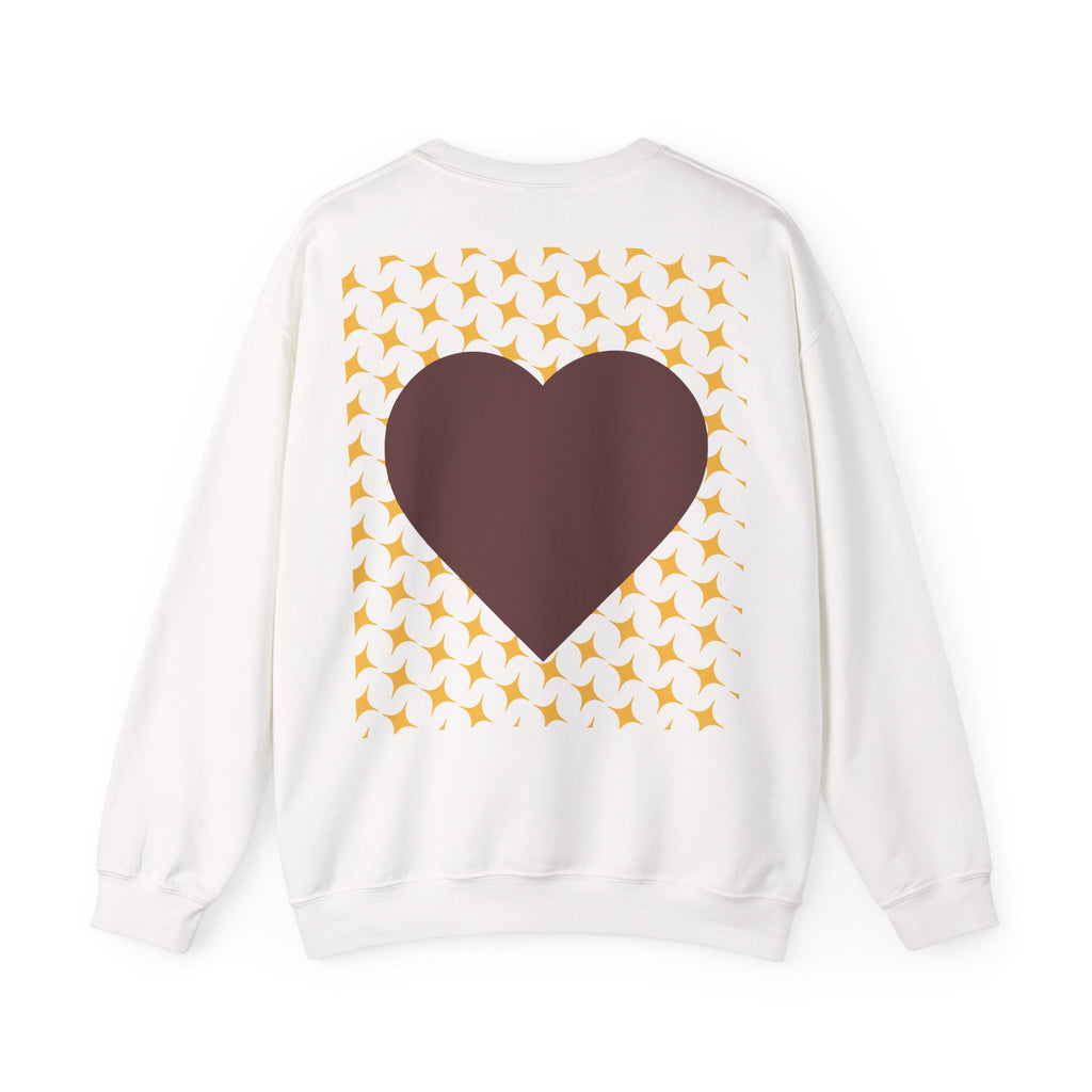 Brown Heart Pattern 'My Love' Sweatshirt | Geometric Star Grid Love Design