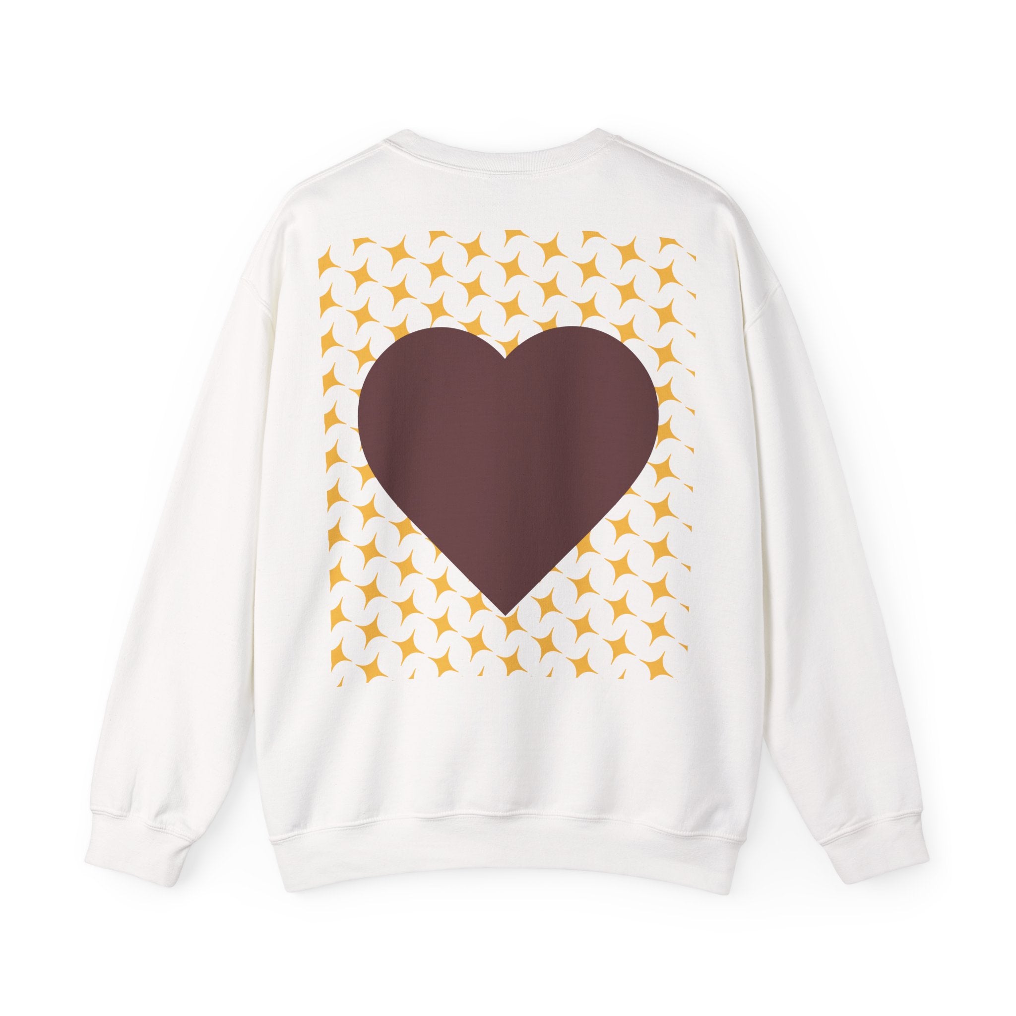 Brown Heart Pattern 'My Love' Sweatshirt | Geometric Star Grid Love Design