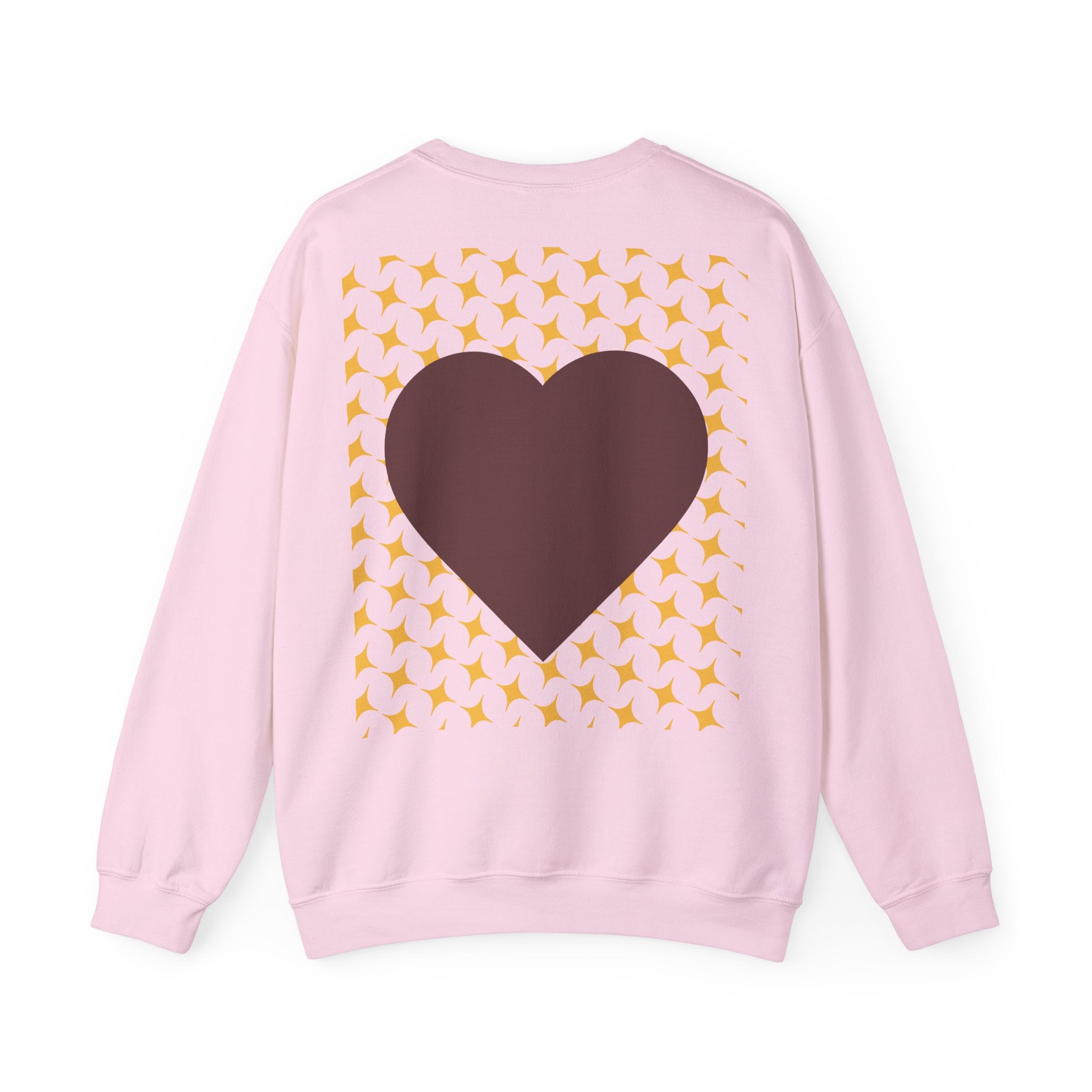 Brown Heart Pattern 'My Love' Sweatshirt | Geometric Star Grid Love Design
