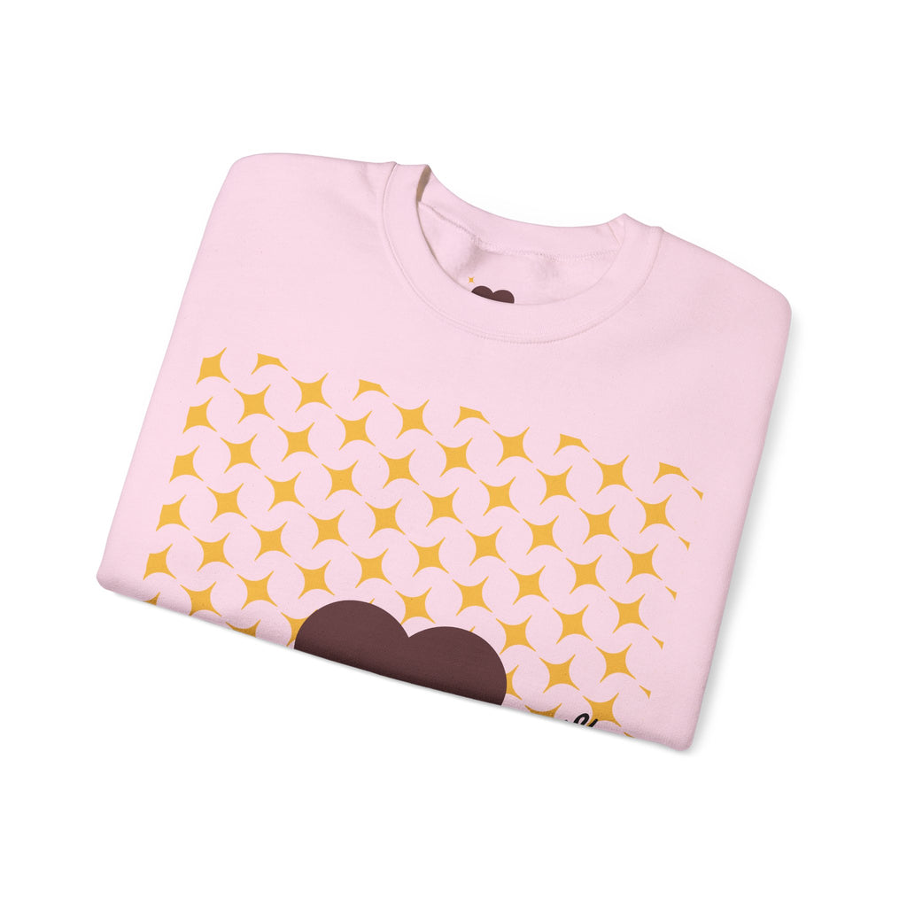 Brown Heart Pattern 'My Love' Sweatshirt | Geometric Star Grid Love Design