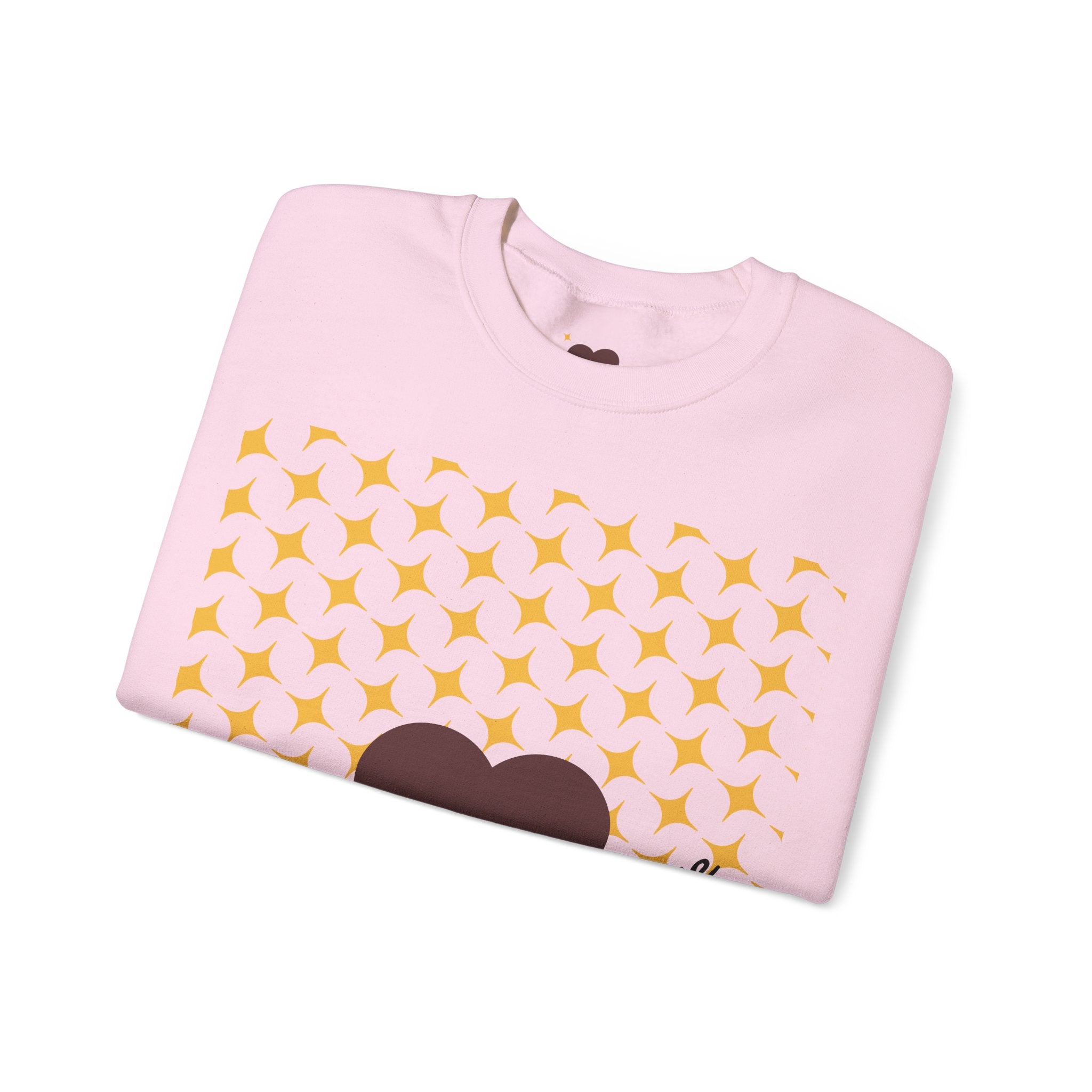 Brown Heart Pattern 'My Love' Sweatshirt | Geometric Star Grid Love Design