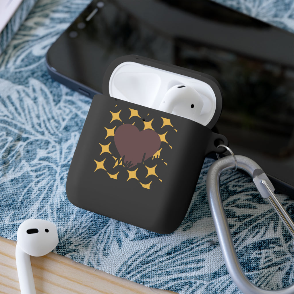 Brown Heart Pattern 'My Love' AirPods Case