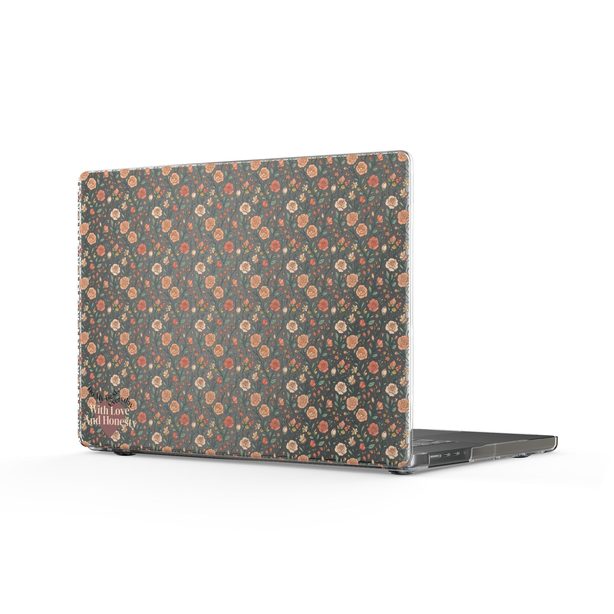 Vintage Floral Pattern Clear MacBook Case | Small Rose Design