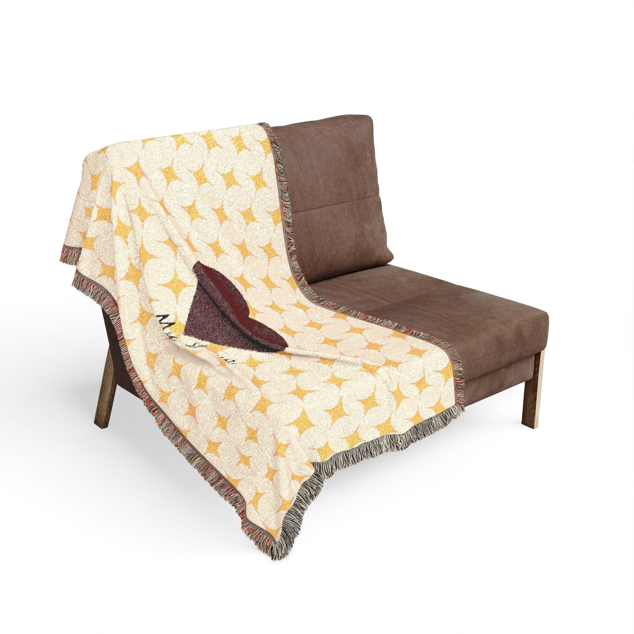 Braune Herzmuster-Webdecke | Kuscheldecke mit Herzmotiv, gemütliche Wohndekoration