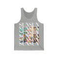 SUN SUN SUN stacked text sunset graphic Tank