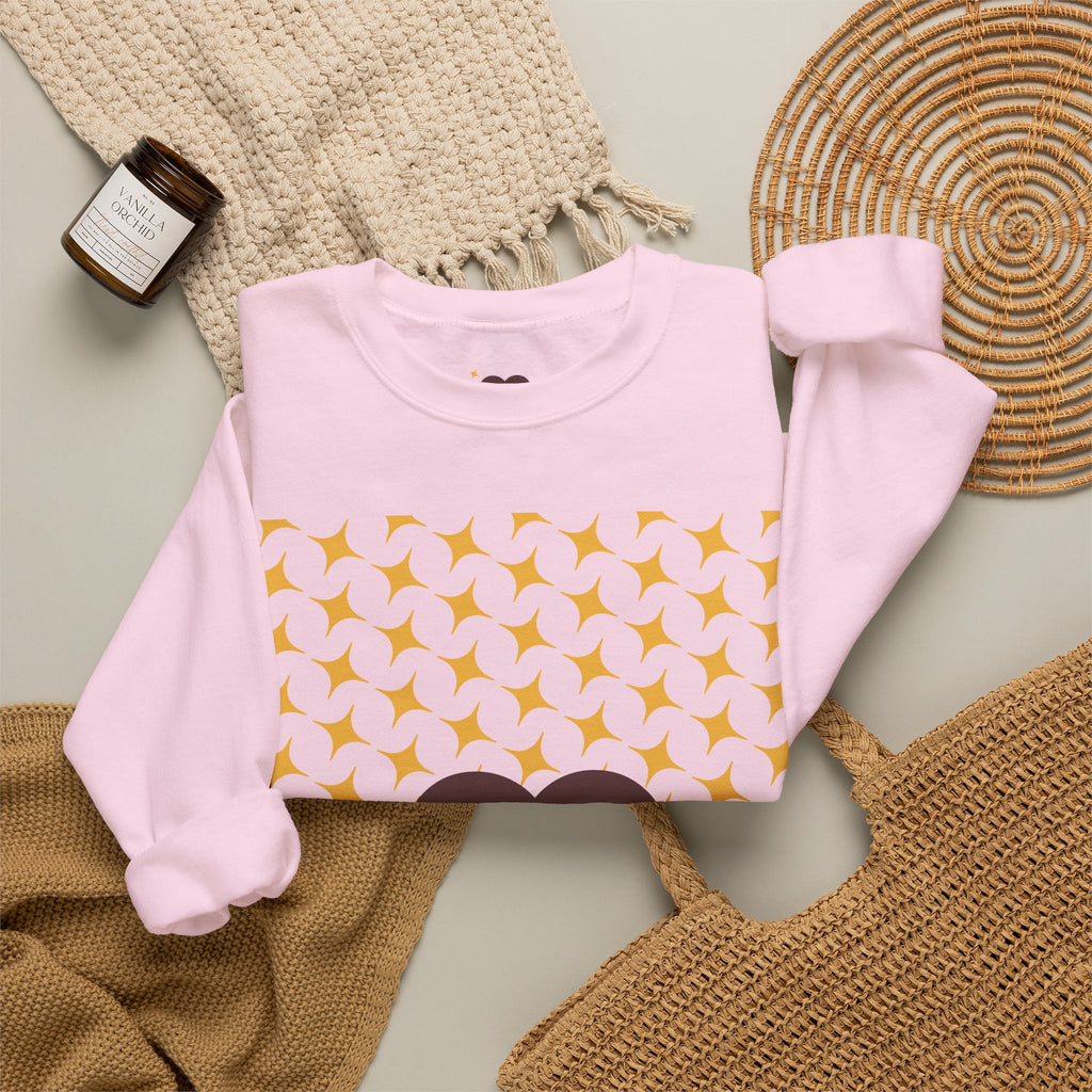 Brown Heart Pattern 'My Love' Sweatshirt | Geometric Star Grid Love Design
