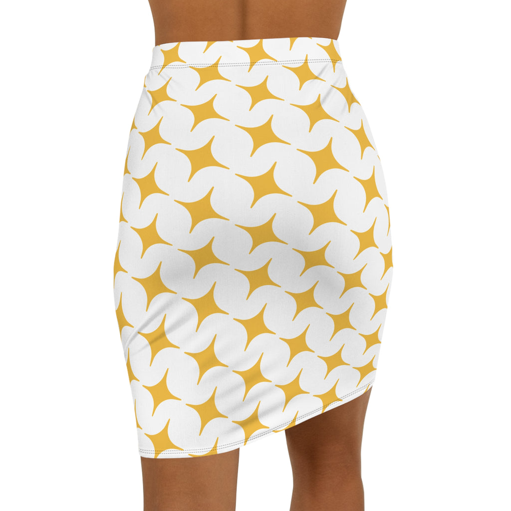 Yellow Stars  Heart Accent My Love Pattern Pencil Skirt