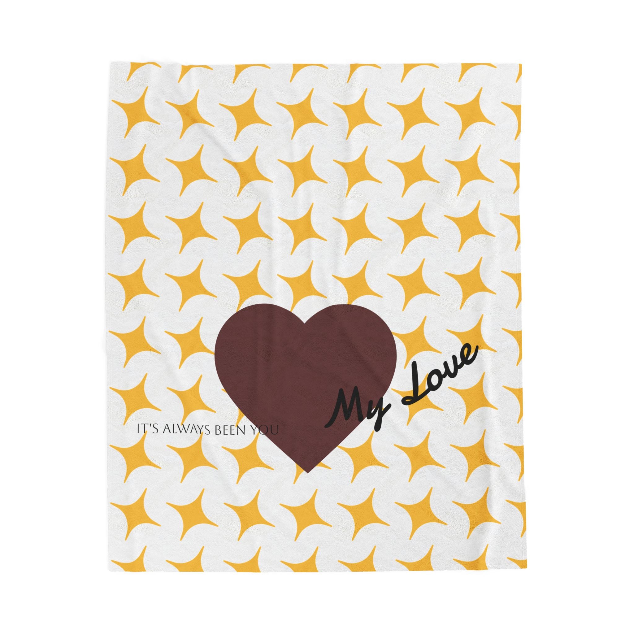 Heart My Love blanket | brown heart pattern velveteen plush blanket