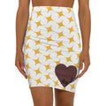 Yellow Stars  Heart Accent My Love Pattern Pencil Skirt