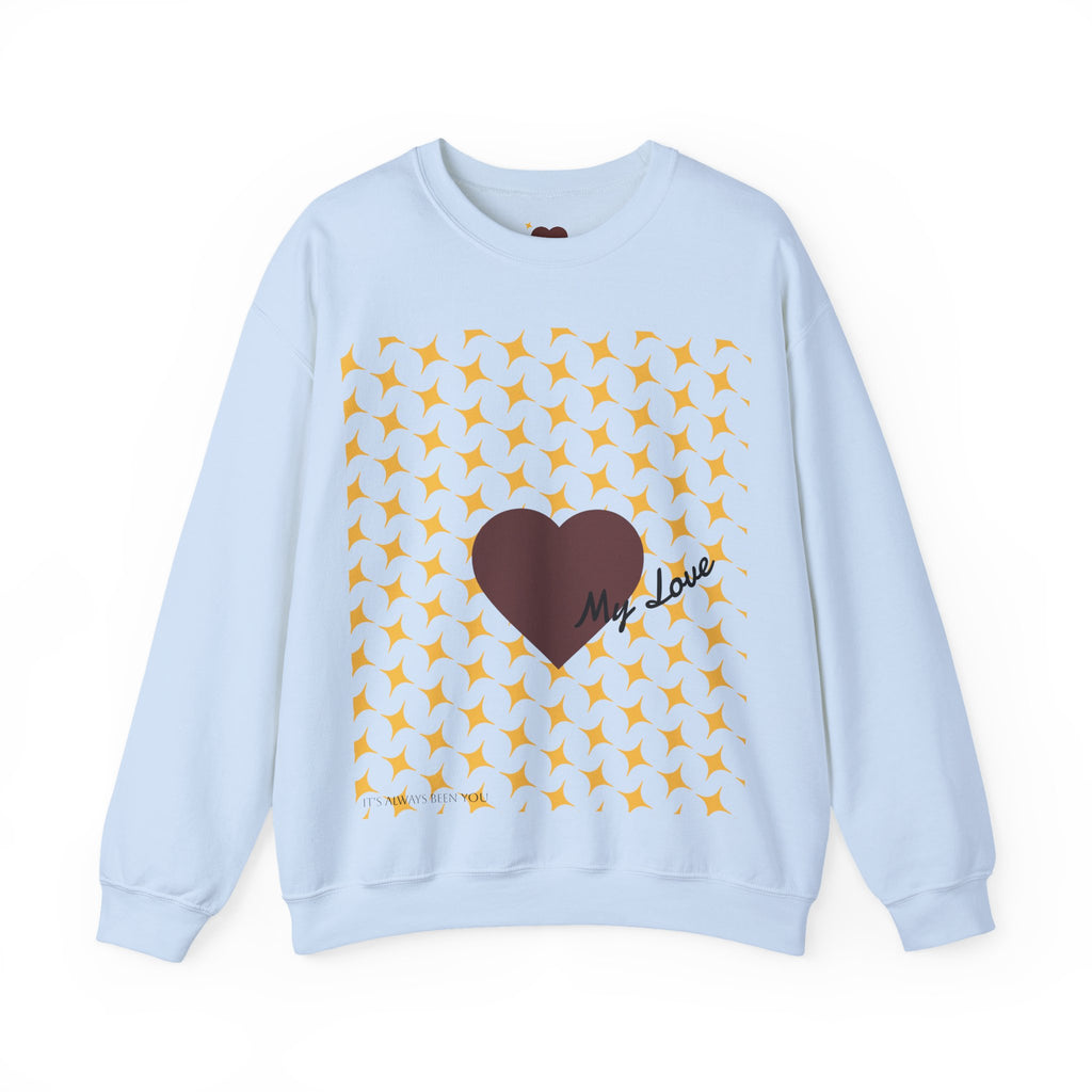Brown Heart Pattern 'My Love' Sweatshirt | Geometric Star Grid Love Design