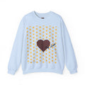 Brown Heart Pattern 'My Love' Sweatshirt | Geometric Star Grid Love Design