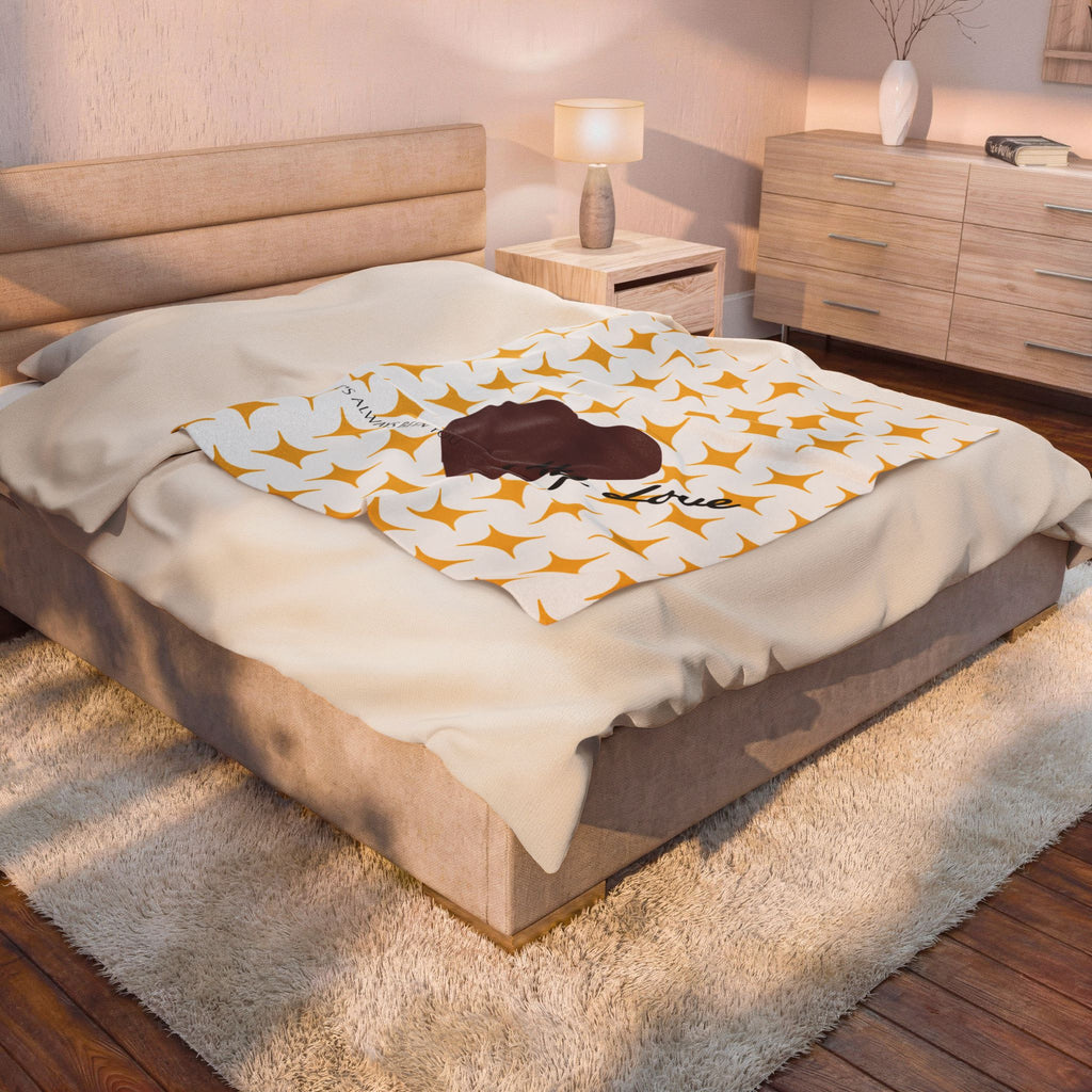Heart My Love blanket | brown heart pattern velveteen plush blanket