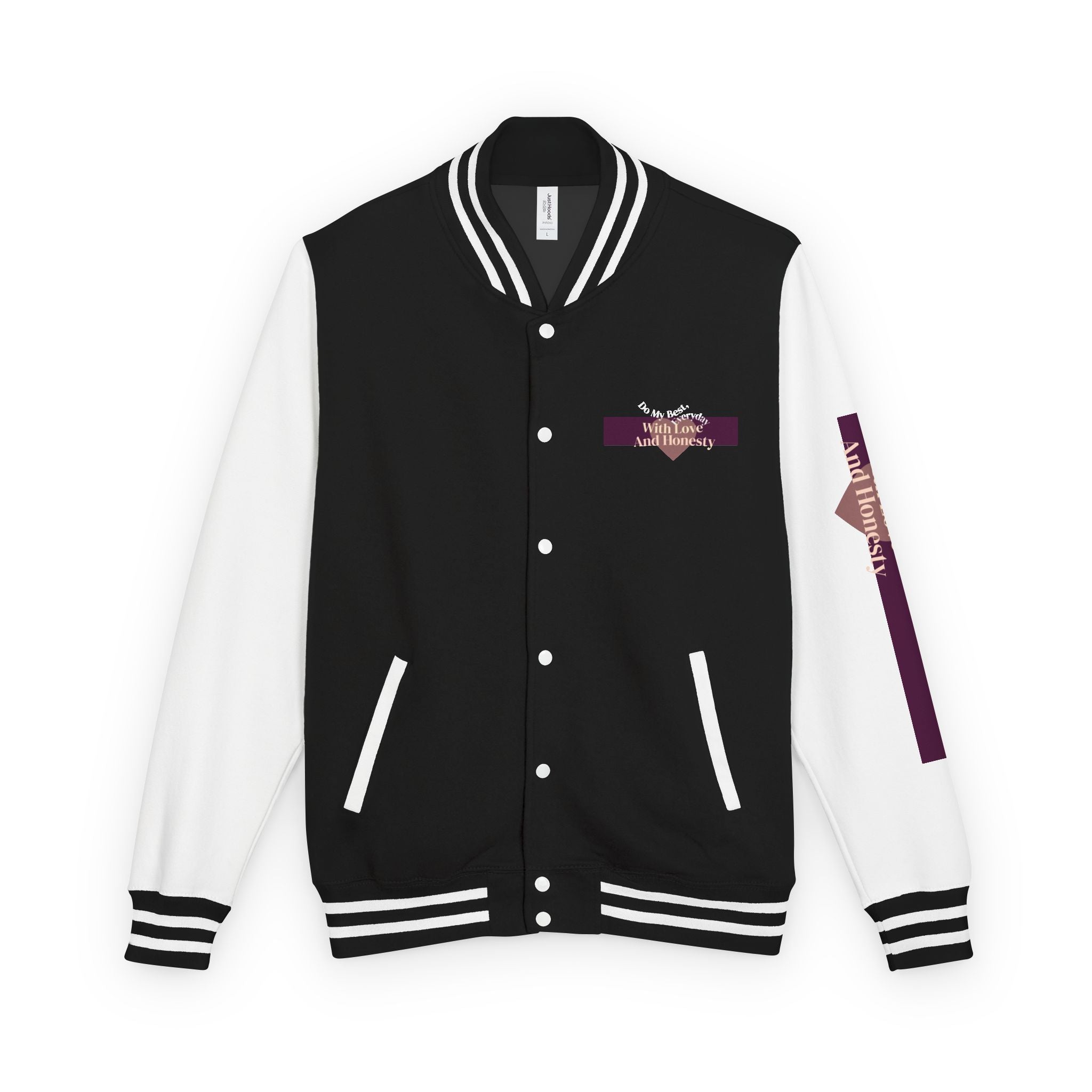 With Love And Honesty jacket | Letterman Jacket, Motivational Quote