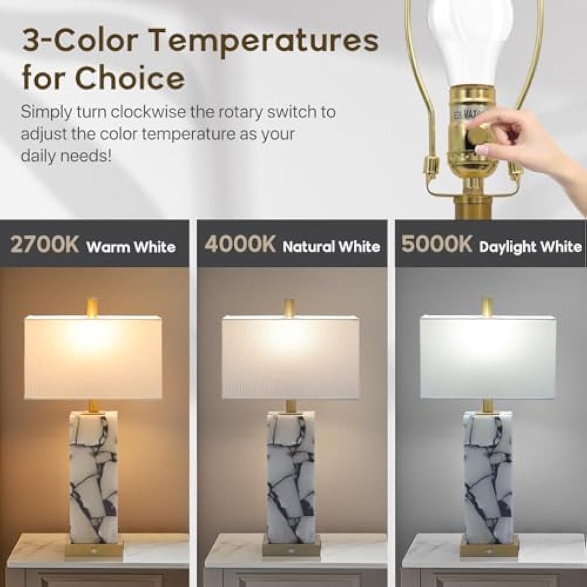 Natural Marble Table Lamps Set of 2-2