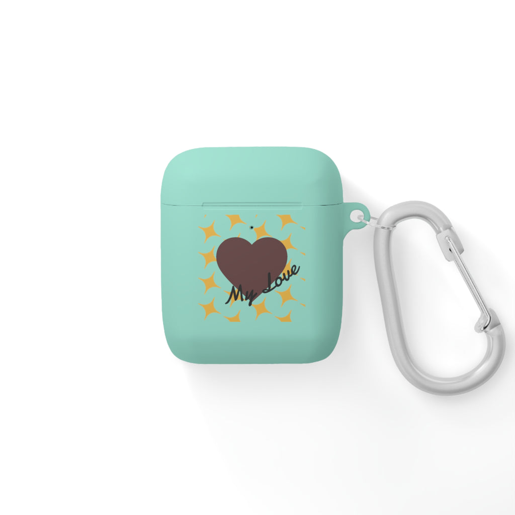 Brown Heart Pattern 'My Love' AirPods Case