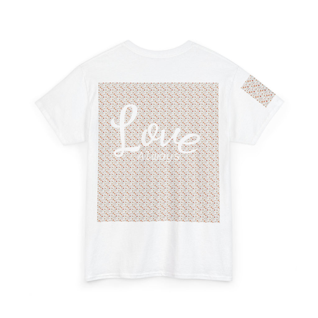 Love Script Pattern Tee | White tee with scripted "Love" back print