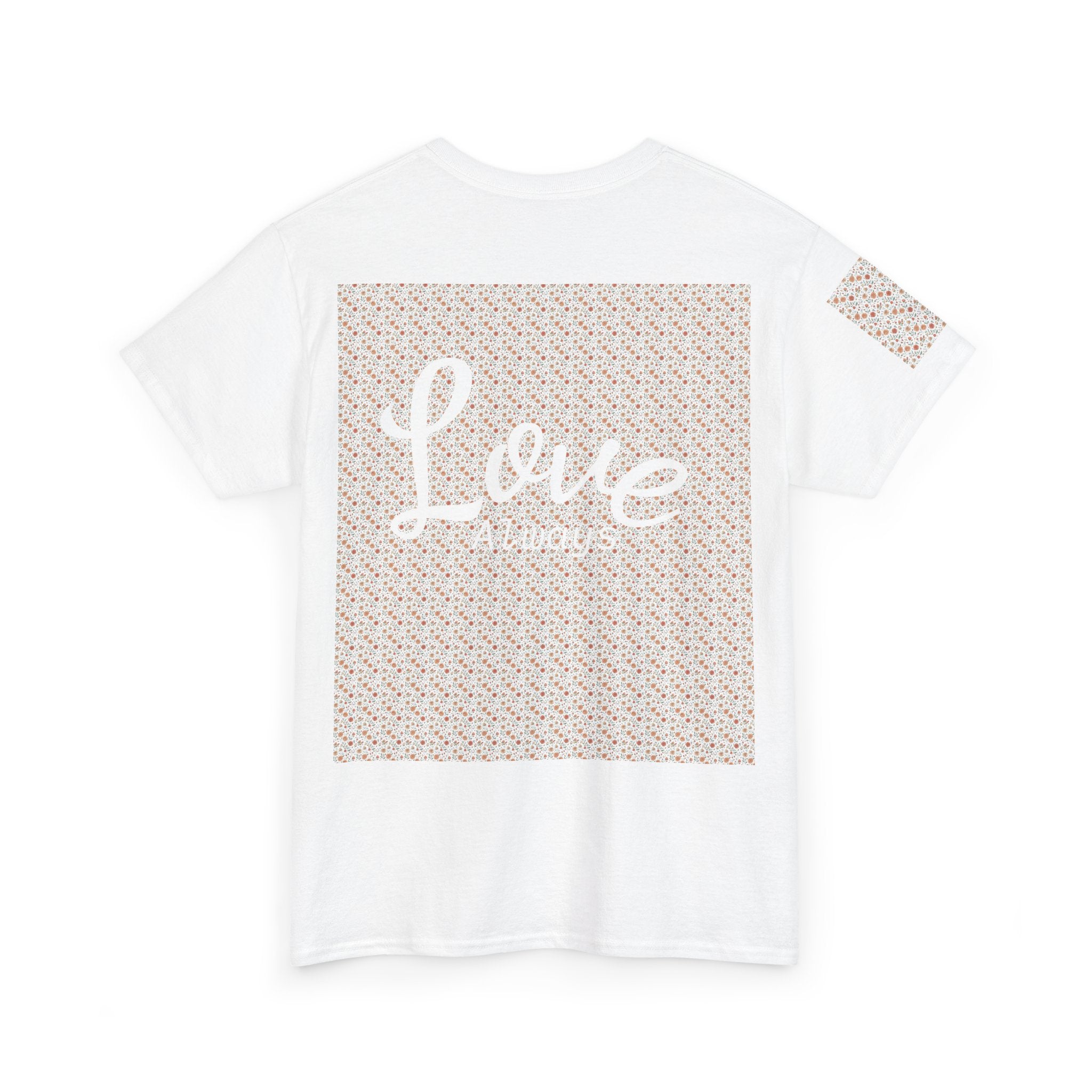 Love Script Pattern Tee | White tee with scripted "Love" back print