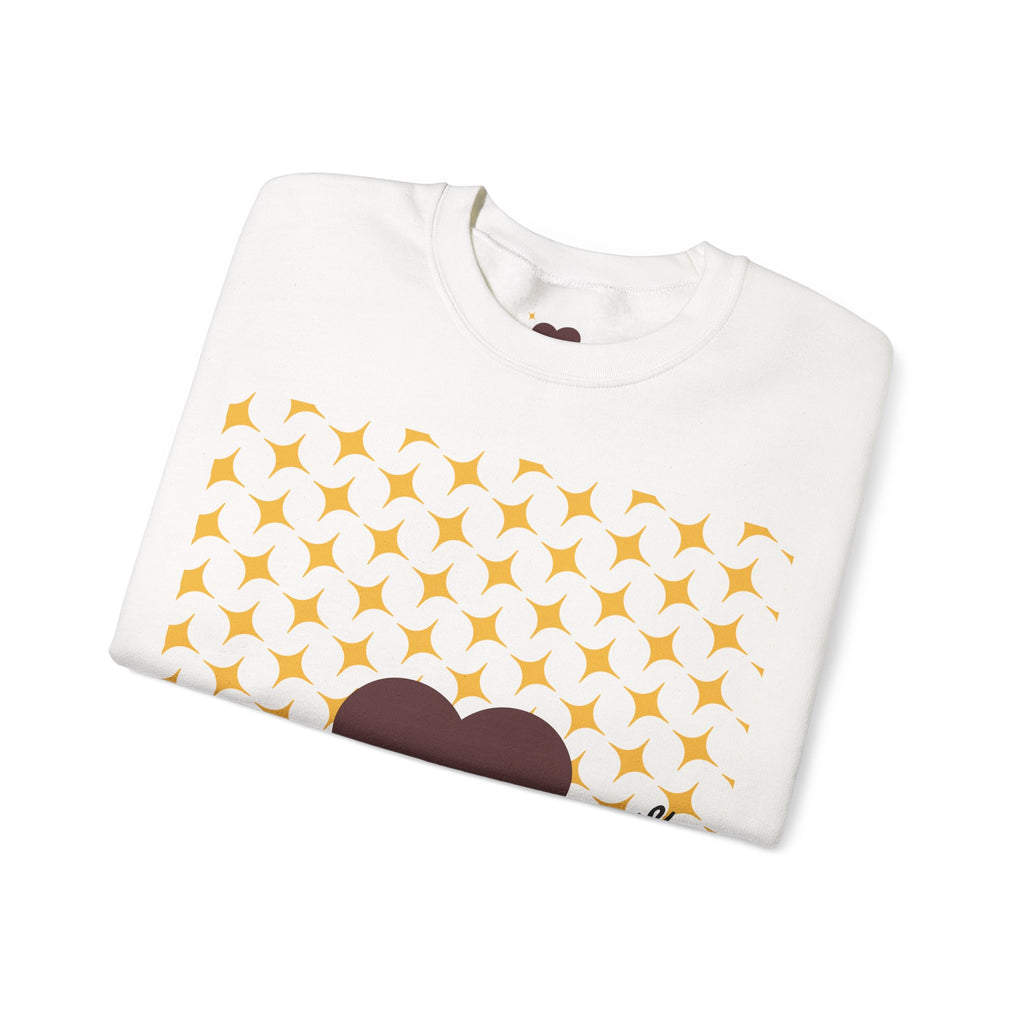 Brown Heart Pattern 'My Love' Sweatshirt | Geometric Star Grid Love Design