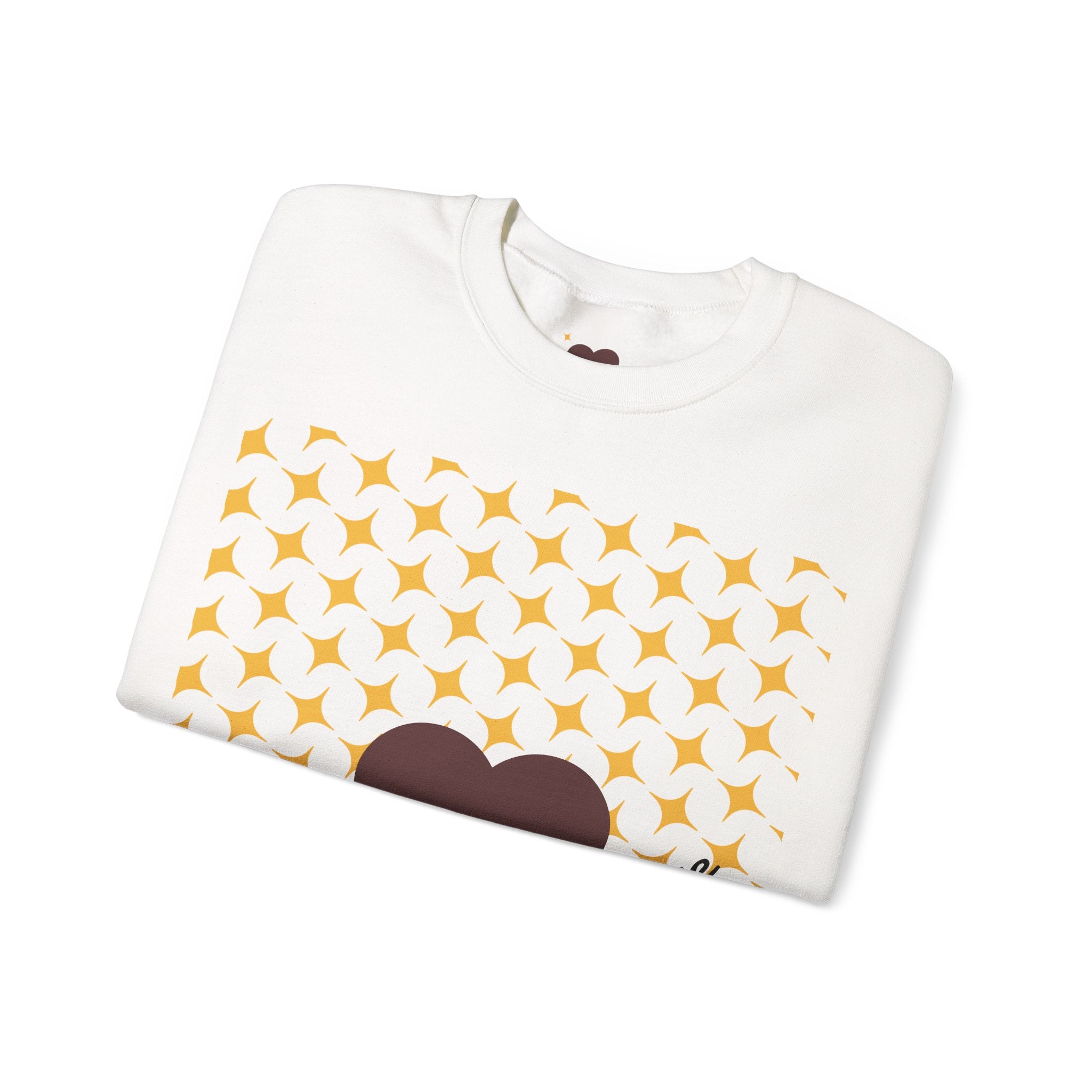Brown Heart Pattern 'My Love' Sweatshirt | Geometric Star Grid Love Design