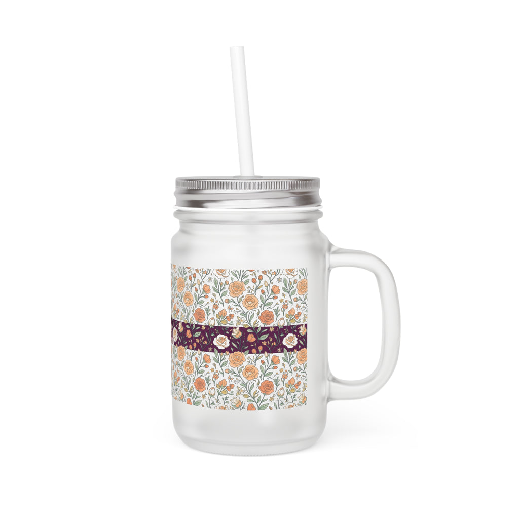 Vintage Floral Mason Jar | Floral Band Mason Jar Mug
