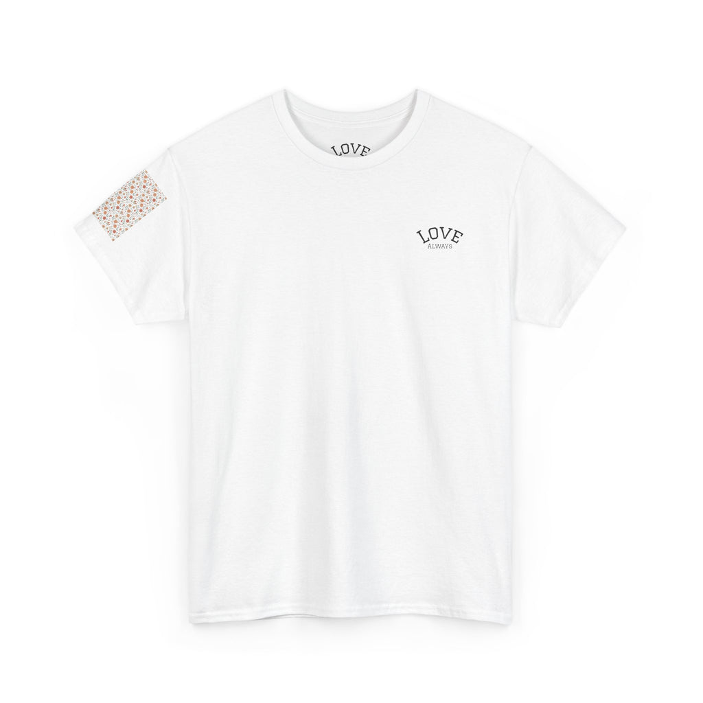 Love Script Pattern Tee | White tee with scripted "Love" back print