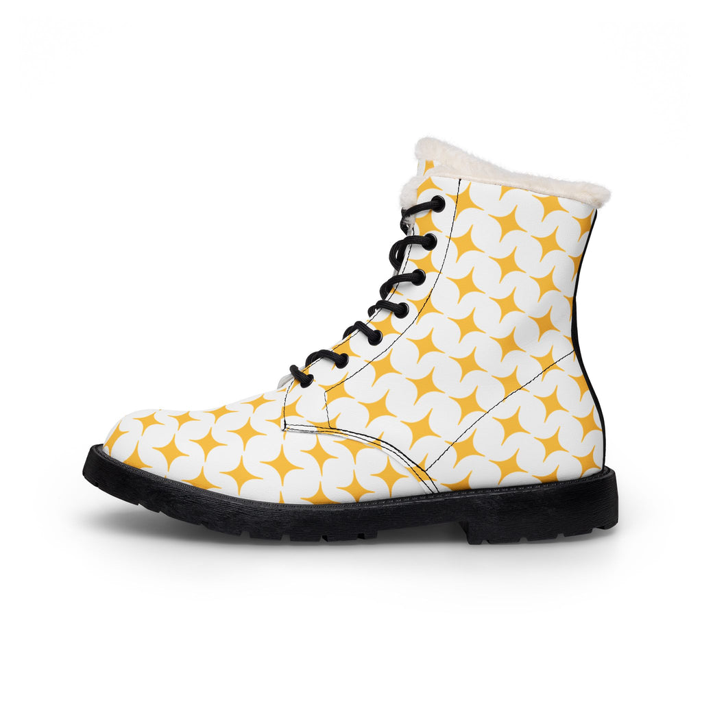 Heart " My Love" boots | Fur Lined Leather Boots, Yellow star Design
