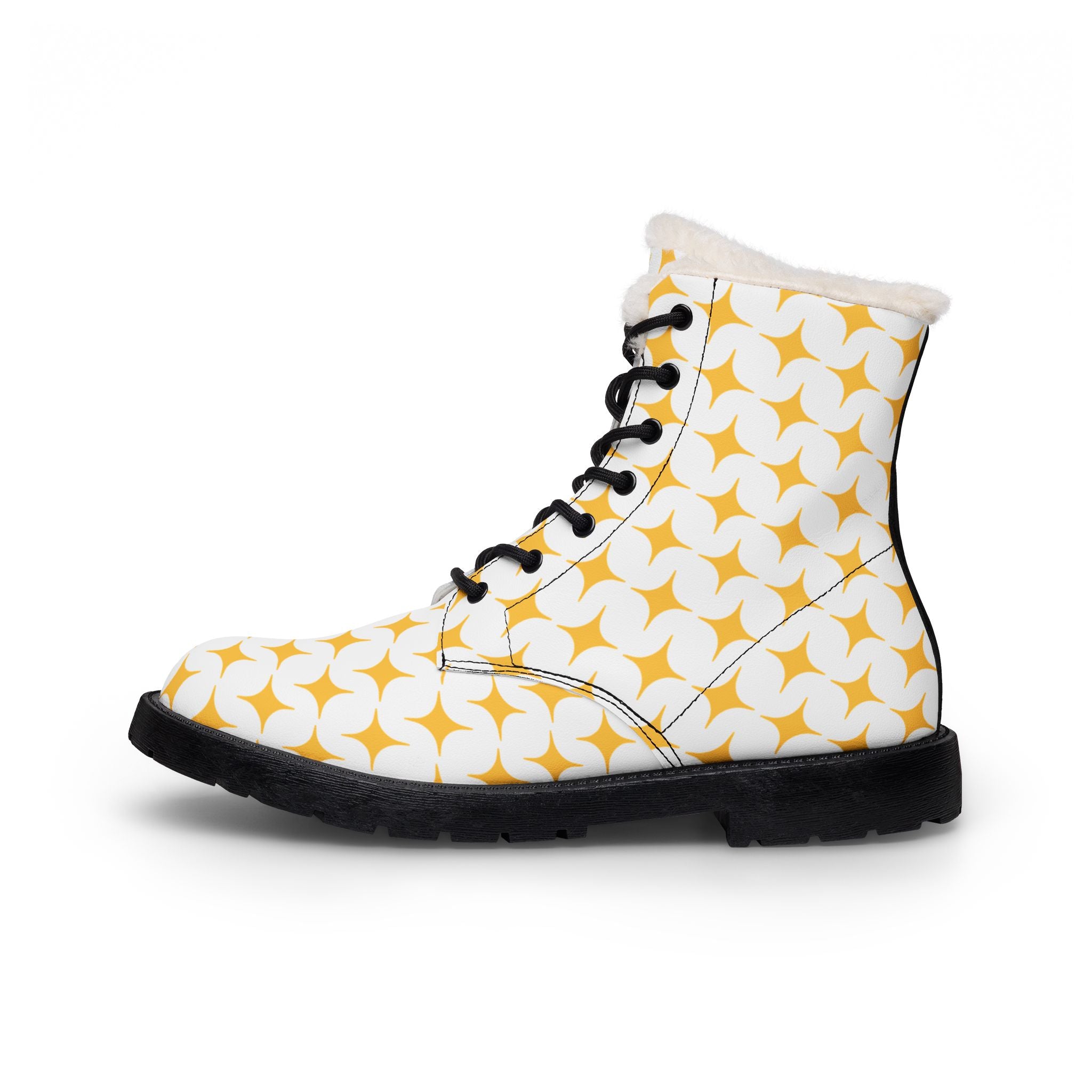 Heart " My Love" boots | Fur Lined Leather Boots, Yellow star Design