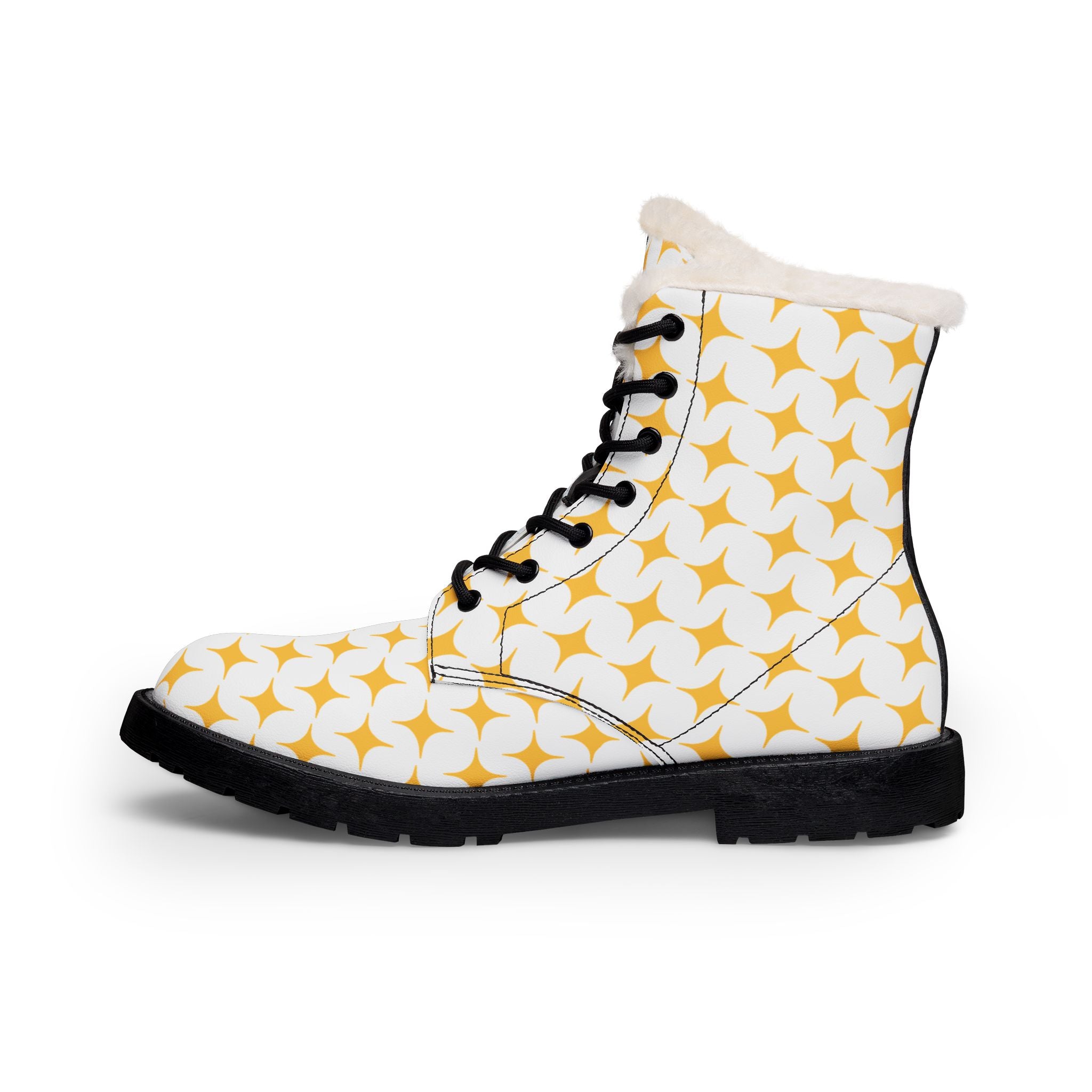 Heart " My Love" boots | Fur Lined Leather Boots, Yellow star Design