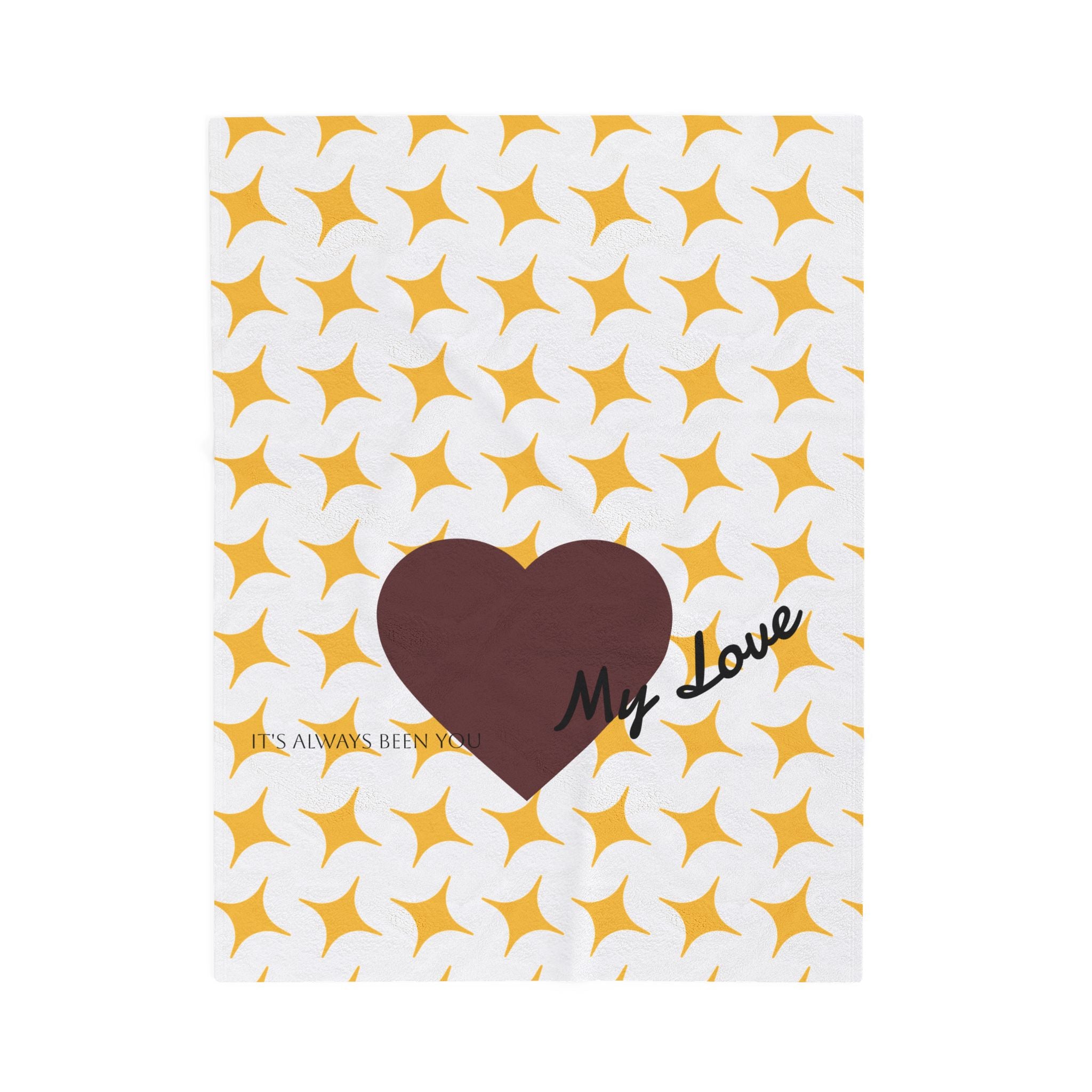 Heart My Love blanket | brown heart pattern velveteen plush blanket