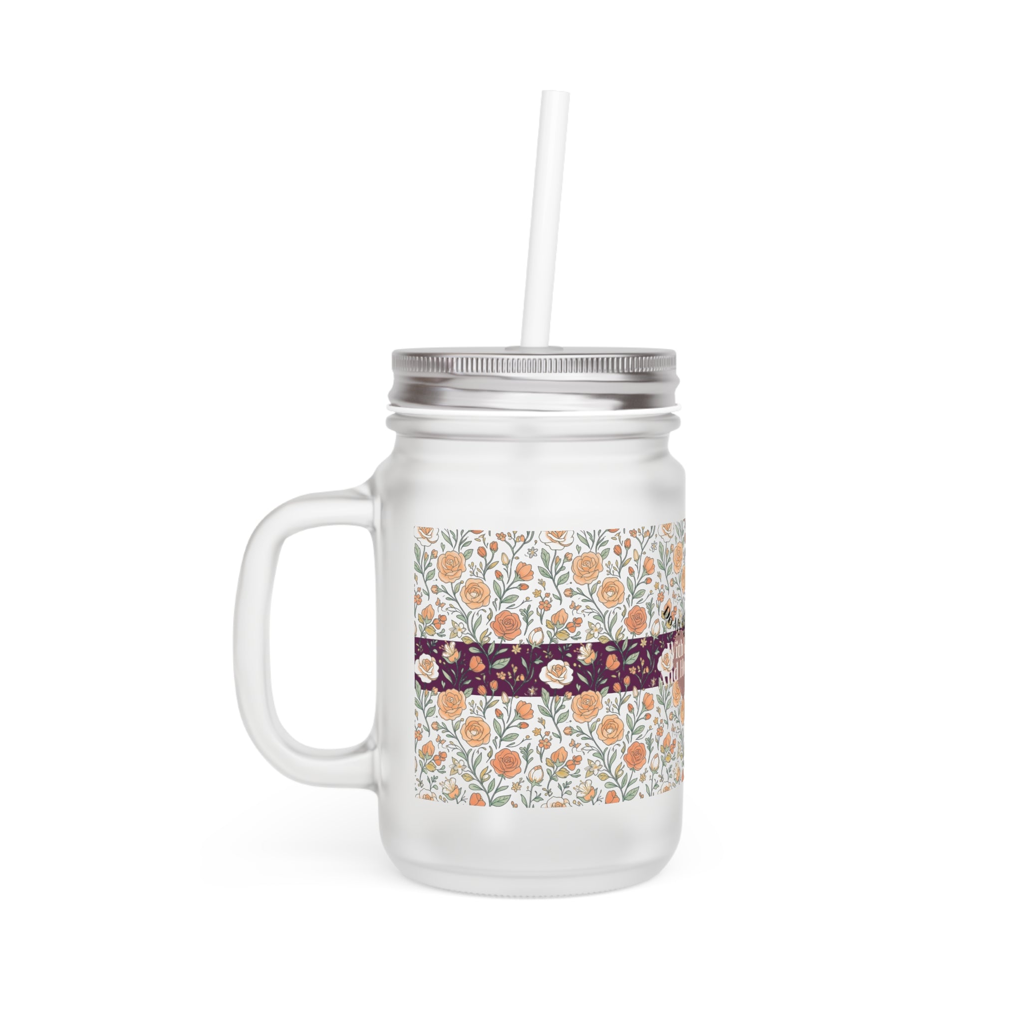 Vintage Floral Mason Jar | Floral Band Mason Jar Mug