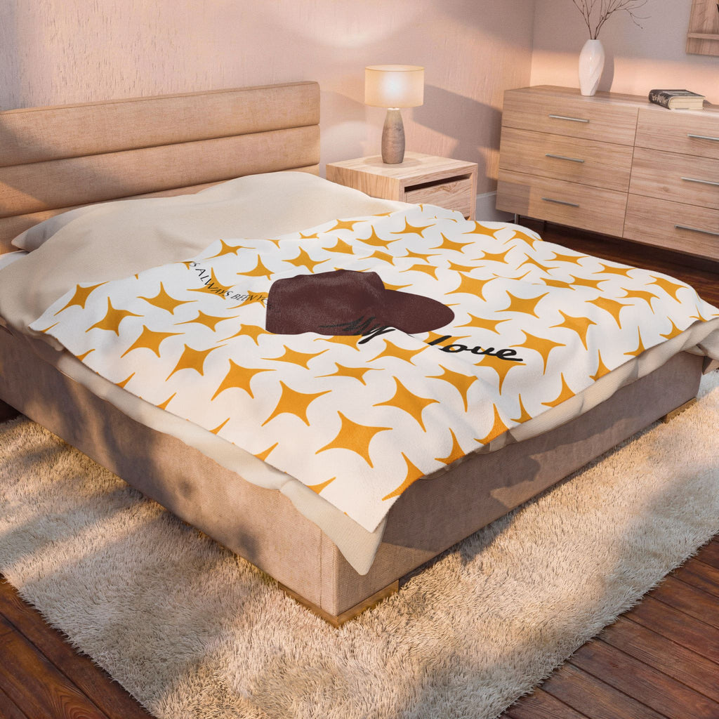 Heart My Love blanket | brown heart pattern velveteen plush blanket