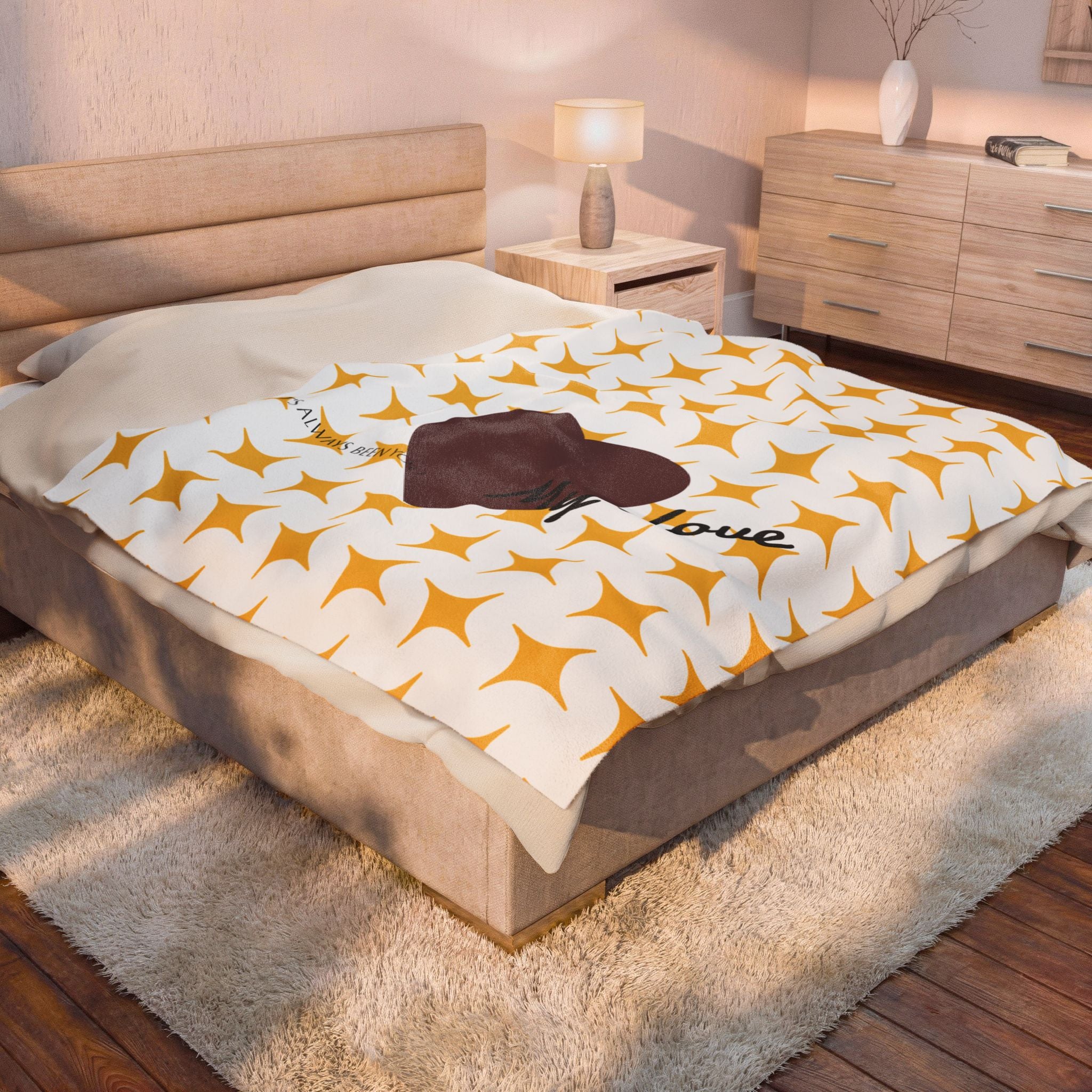 Heart My Love blanket | brown heart pattern velveteen plush blanket