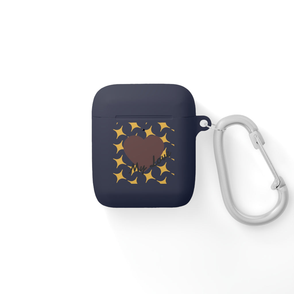 Brown Heart Pattern 'My Love' AirPods Case