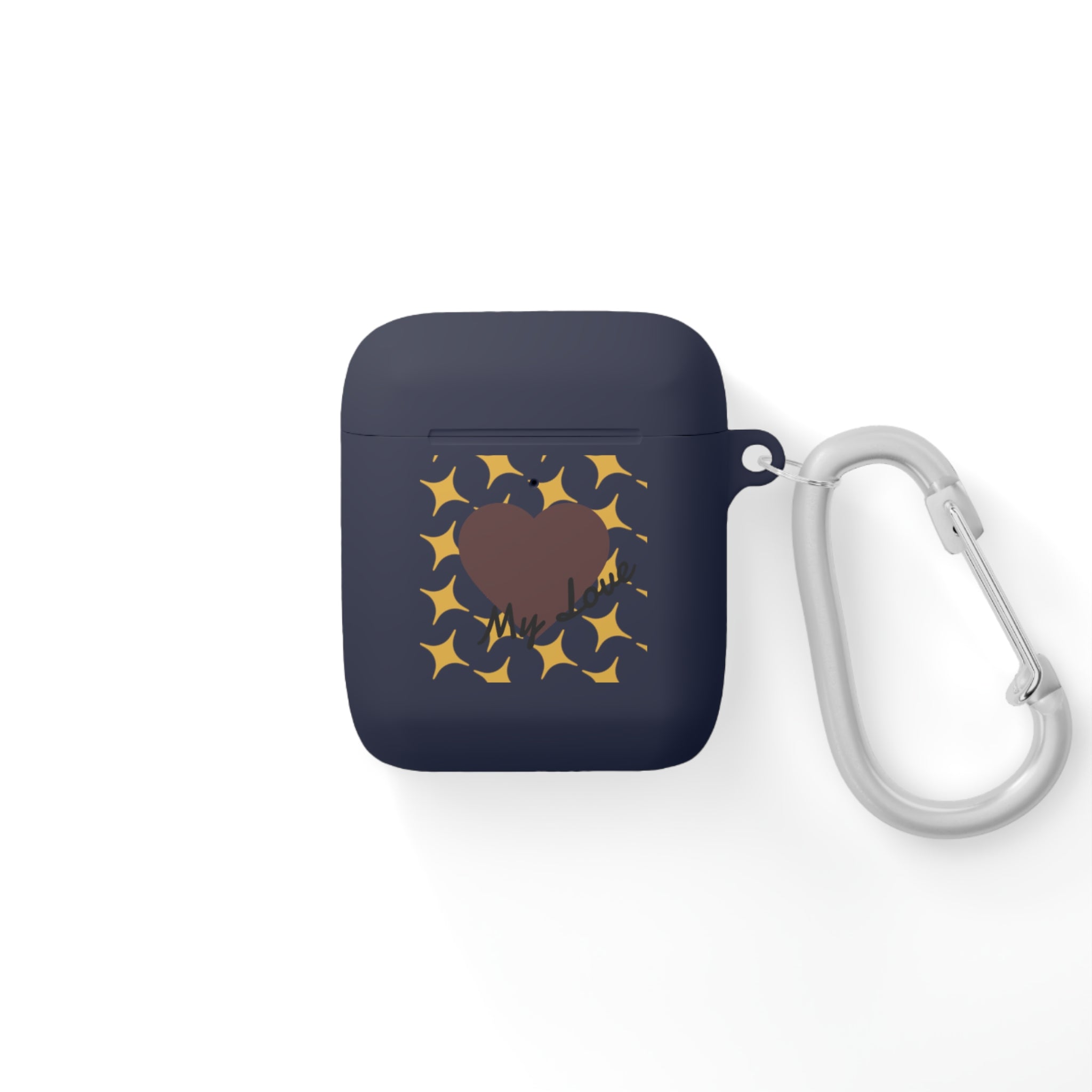Brown Heart Pattern 'My Love' AirPods Case
