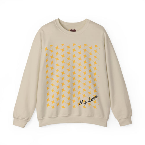 Sweatshirt mit braunem Herzmuster | My Love Rundhals-Sweatshirt