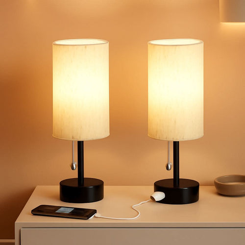 Bedside Table Lamps Set With ThreeColor Temperatures-0