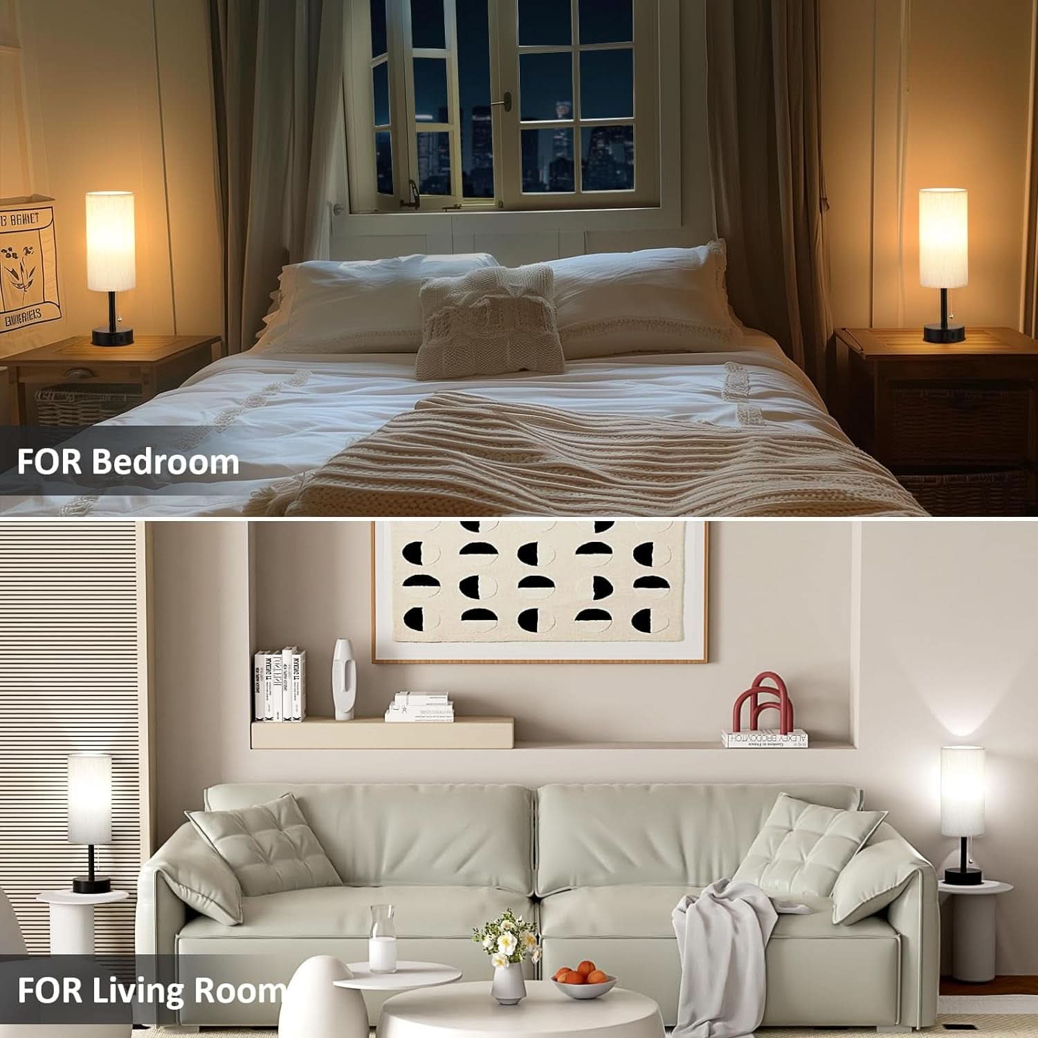 Bedside Table Lamps Set With ThreeColor Temperatures-4
